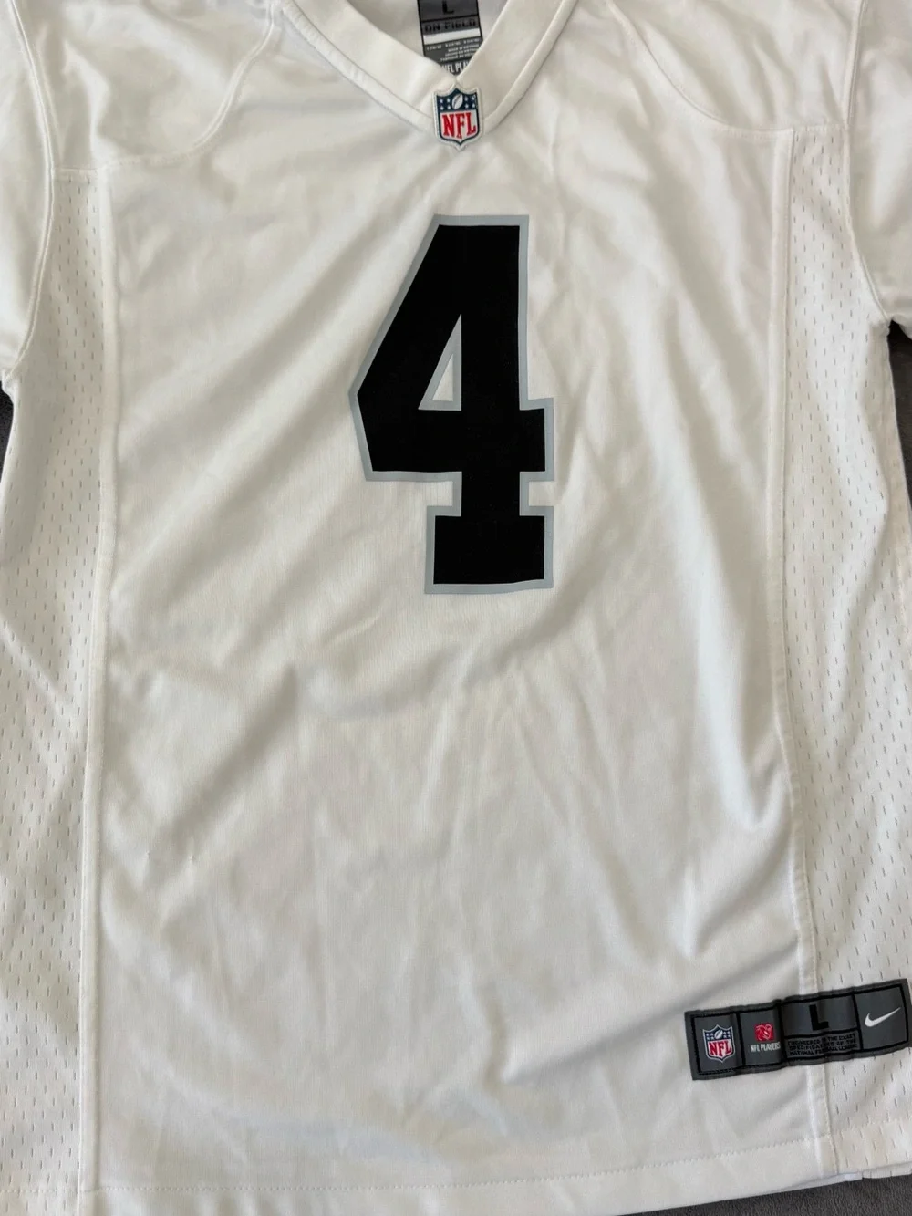 Nike White Youth Football Jersey with Black #4